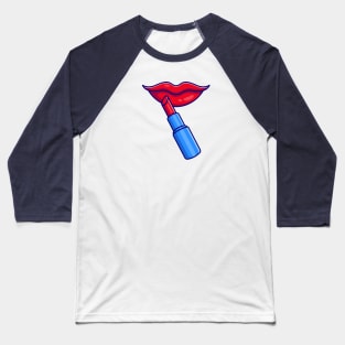 Lip And Lipstick Cartoon Baseball T-Shirt